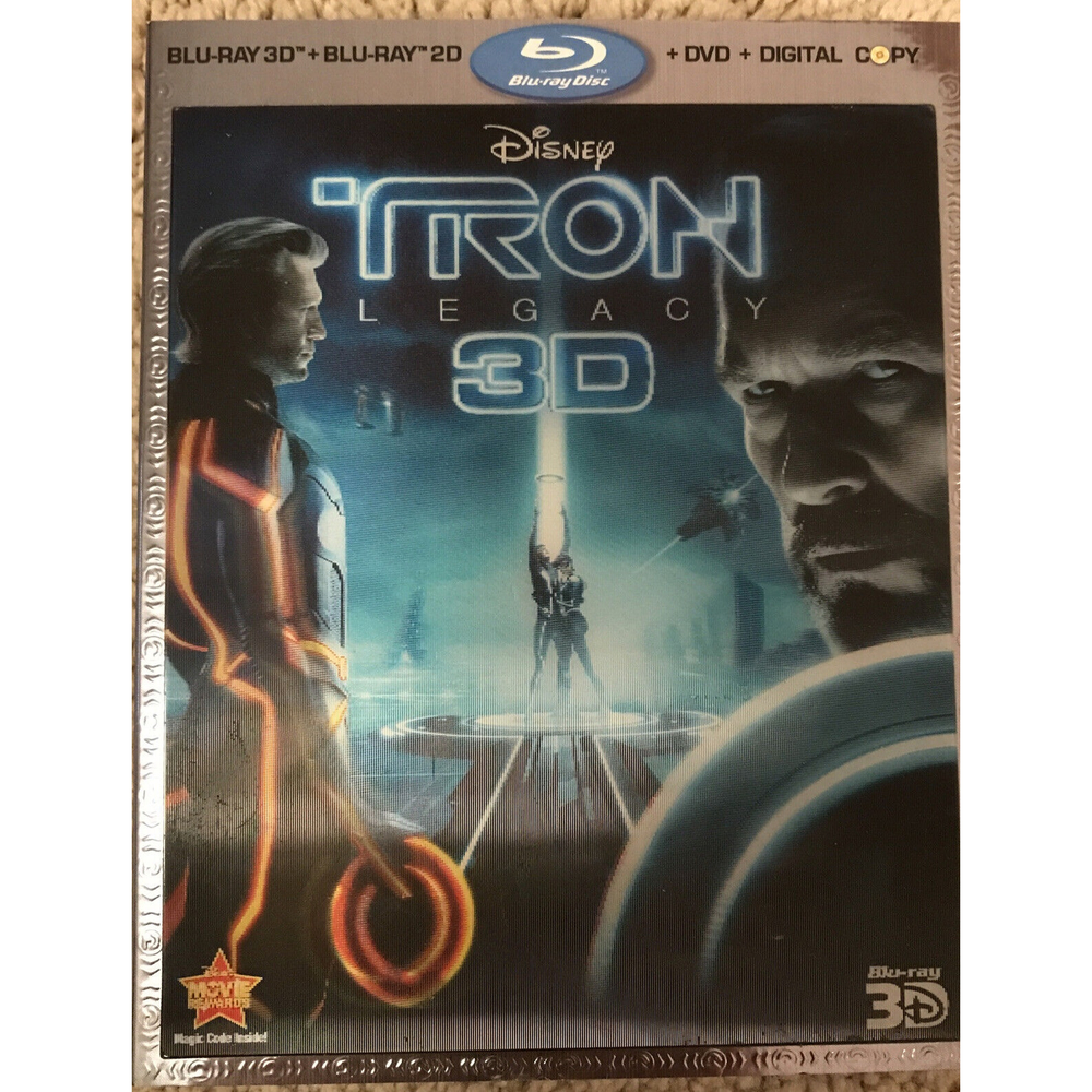 Tron Legacy (Blu-ray + 3D + DVD, 2011, 4-Disc Set w Lenticular Slipcover) Disney